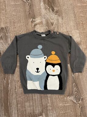 H&M Gray Animal Cotton Sweater size 2T